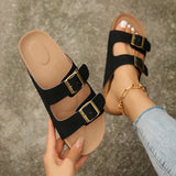 Women’s Flat Sandals – Open Toe – Adjustable Buckle Straps – Cushioned Insole – Casual Fit