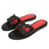 Women’s Flat Sandals – Faux Leather – Cut-Out Strap – Slip-On Open Toe Casual Fit
