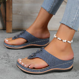 Women’s Platform Thong Sandals – Chunky Sole – Floral Strap – Open Toe – Cushioned