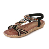 Women’s Flat Sandals – Open Toe – Boho Braided Straps – Rhinestone Detail – Comfy Fit