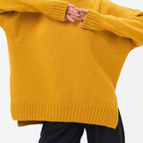 Women’s Pullover Sweater – Oversized Fit – Ribbed Knit – Semi-High Neck – Dropped Shoulder
