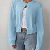 Women’s Cardigan Sweater – Soft Knit – Cropped Fit – Button Front – Ribbed Trim