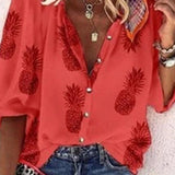 Women's Printed Boho Long Sleeve Tunic Blouse