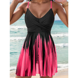 Women’s Swim Dress – Wrap Bodice – A-Line Fit – Quick-Dry Fabric – Adjustable Straps