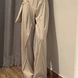 Women's Tailored Trousers – High Waist – Straight Leg – Soft Drape – Full Length