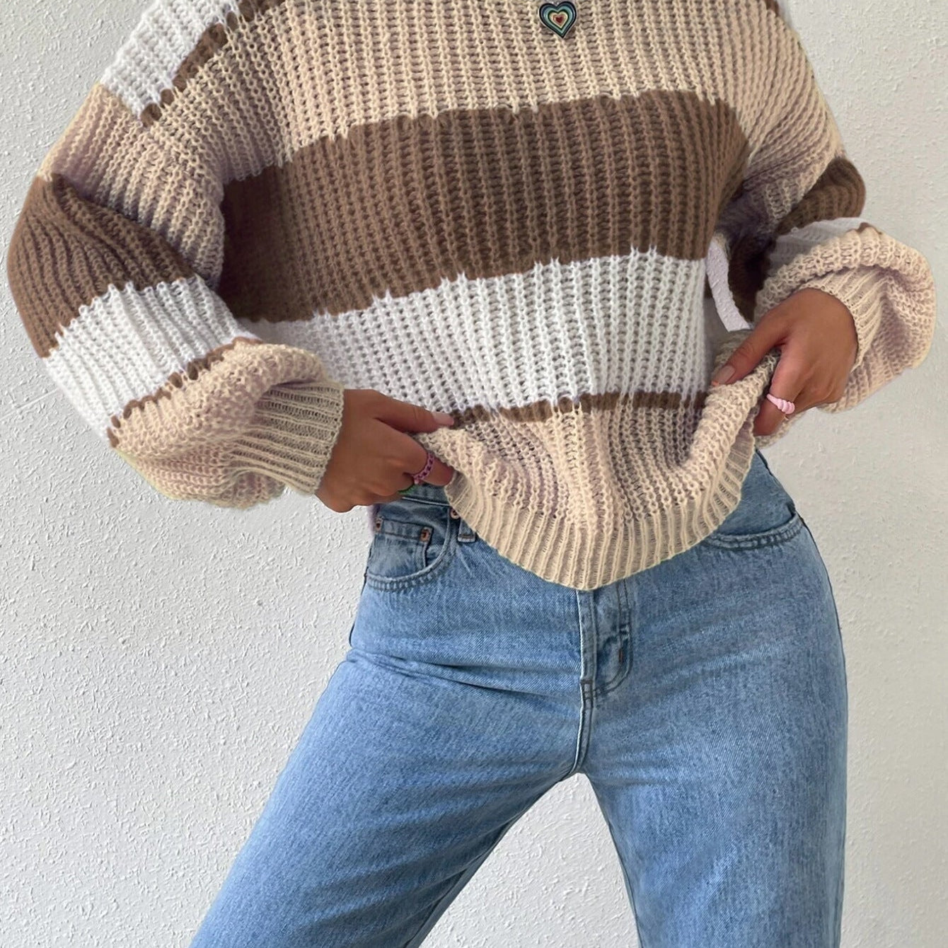 Women’s Pullover Sweater – Chunky Knit – Oversized Fit – Long Sleeve Casual Crew Neck