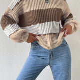 Women’s Pullover Sweater – Chunky Knit – Oversized Fit – Long Sleeve Casual Crew Neck