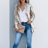 Women’s Blazer – Sequin Embellished – Tailored Fit – Open Front – Full Sleeve