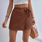 Women’s Wrap Skort – Lightweight Cotton Blend – Relaxed Fit – Elastic Waist – A-Line