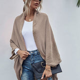 Women’s Cardigan Sweater – Oversized Fit – Wool Knit – Open Front – Batwing Sleeves
