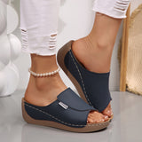 Women’s Wedge Mule Sandals – Slip-On Open Toe – Cushioned Sole – Minimalist Style