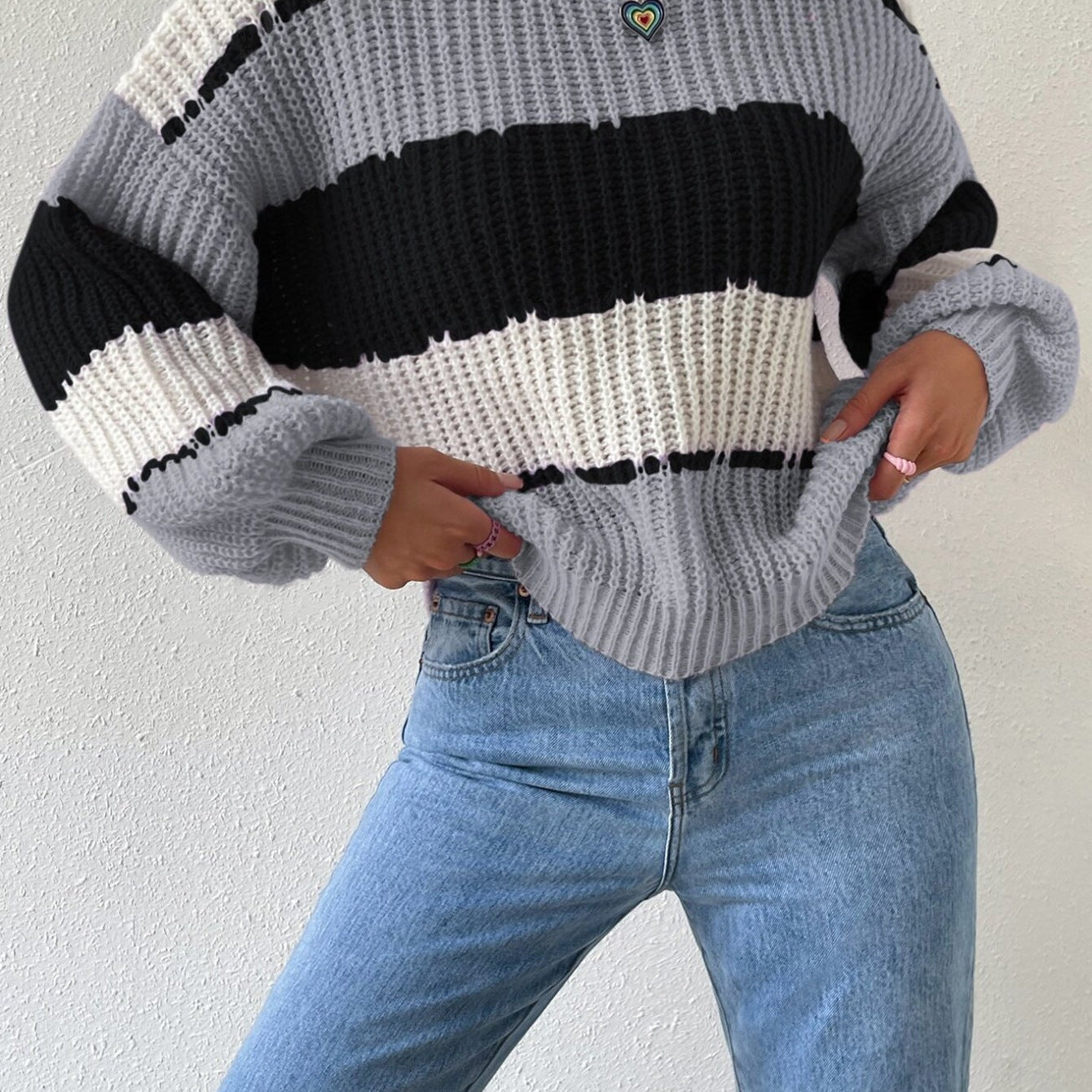 Women’s Pullover Sweater – Chunky Knit – Oversized Fit – Long Sleeve Casual Crew Neck