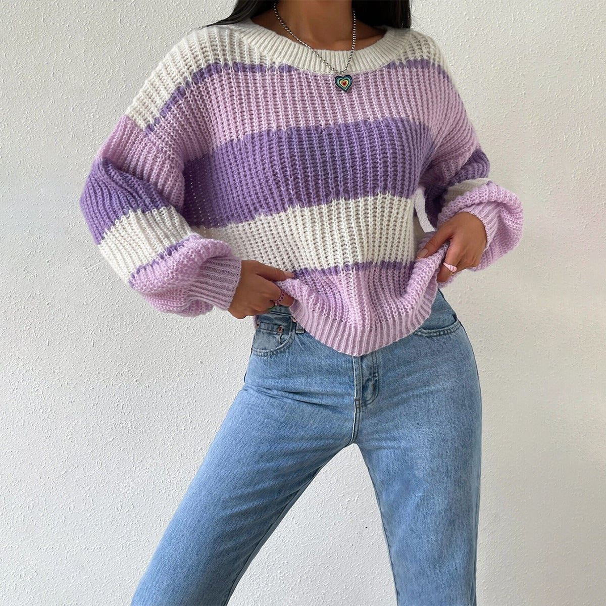 Women’s Pullover Sweater – Chunky Knit – Oversized Fit – Long Sleeve Casual Crew Neck