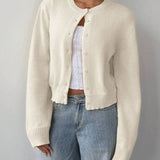 Women’s Cardigan Sweater – Soft Knit – Cropped Fit – Button Front – Ribbed Trim