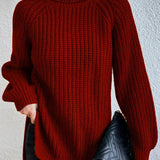 Grace | Full Size Turtle Ribbed Knit Slit Sweater