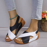 Women’s Sandals – Open Toe Slip-On – Cross Strap – Cushioned Lightweight Sole