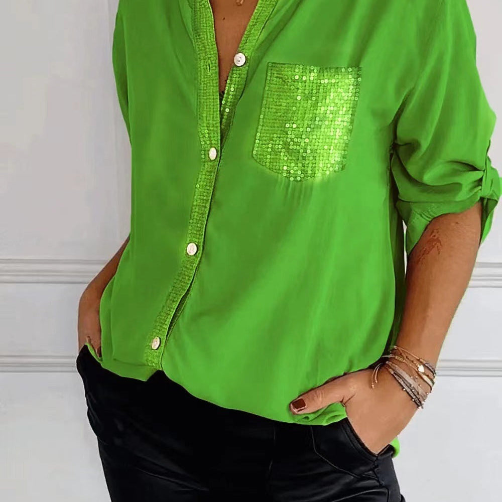 Althea – Sequined Pocket Blouse