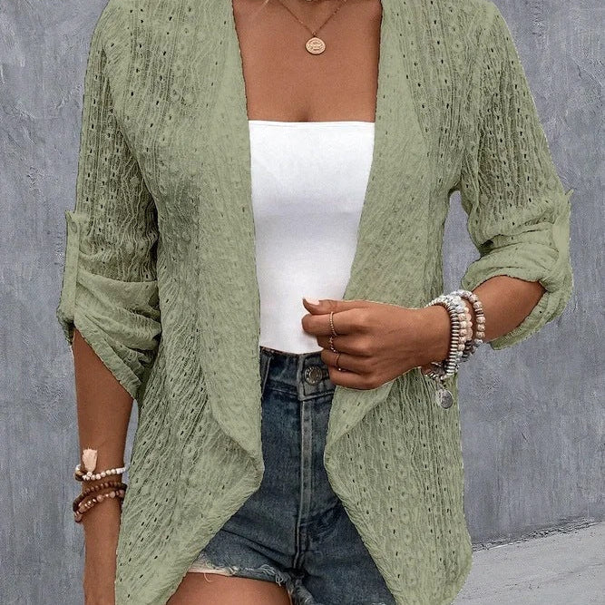 Women’s Cardigan – Crochet Knit – Open Front – Relaxed Fit – Lightweight Boho Style