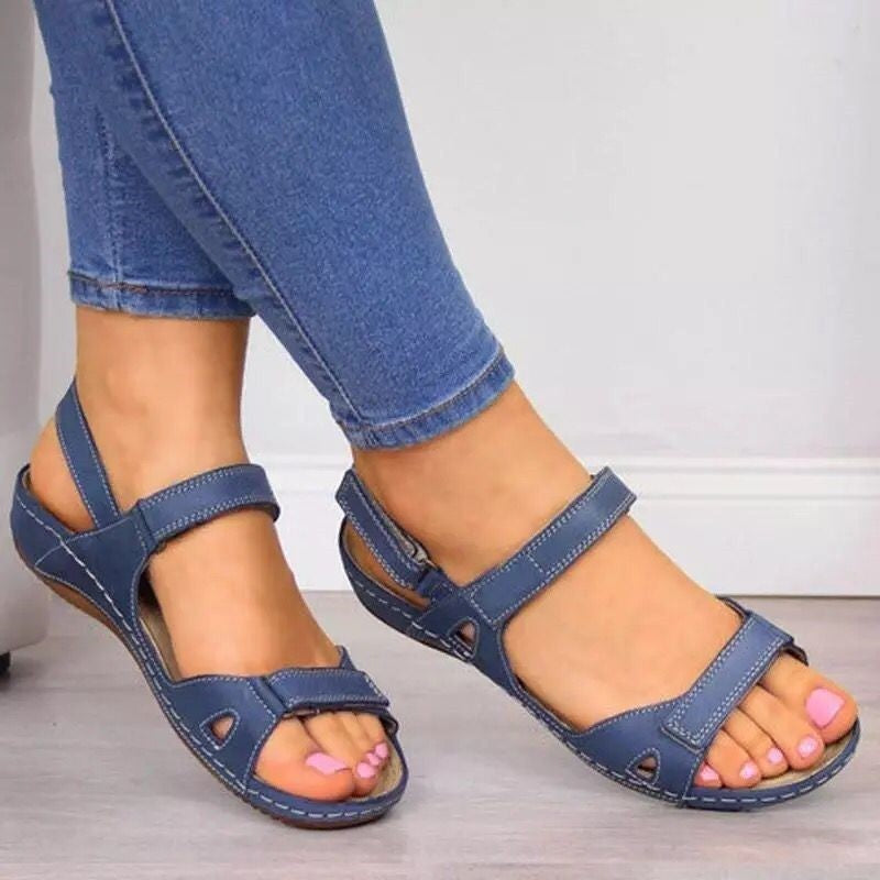 Women’s Platform Sandals – Faux Leather – Adjustable Straps – Open Toe Casual Fit