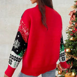 Women’s Sweater – Wool Blend – Loose Fit – Round Neck – Festive Knit Pattern
