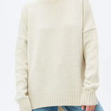 Women’s Pullover Sweater – Oversized Fit – Ribbed Knit – Semi-High Neck – Dropped Shoulder