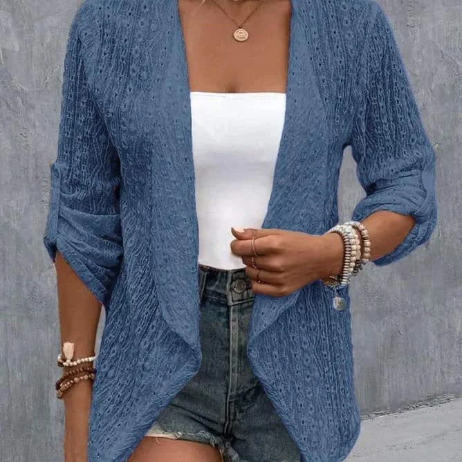 Women’s Cardigan – Crochet Knit – Open Front – Relaxed Fit – Lightweight Boho Style