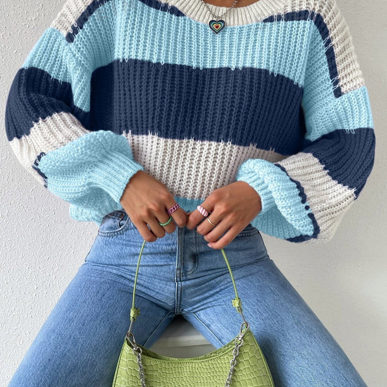 Women’s Pullover Sweater – Chunky Knit – Oversized Fit – Long Sleeve Casual Crew Neck