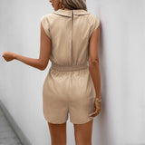 Women’s Romper – Lightweight Breathable Fabric – V-Neck – Drawstring Waist – Sleeveless