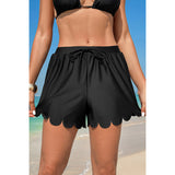 Women’s Swim Shorts – Relaxed Fit – Scalloped Hem – Quick-Dry Breathable Fabric