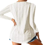 Ottilie | Button Detail Long Sleeve Top - Casual V-Neck