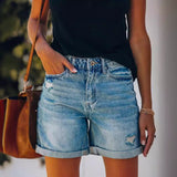 Women’s Shorts – Relaxed Straight Fit – Rolled Hem – Breathable Blend – Mid Length
