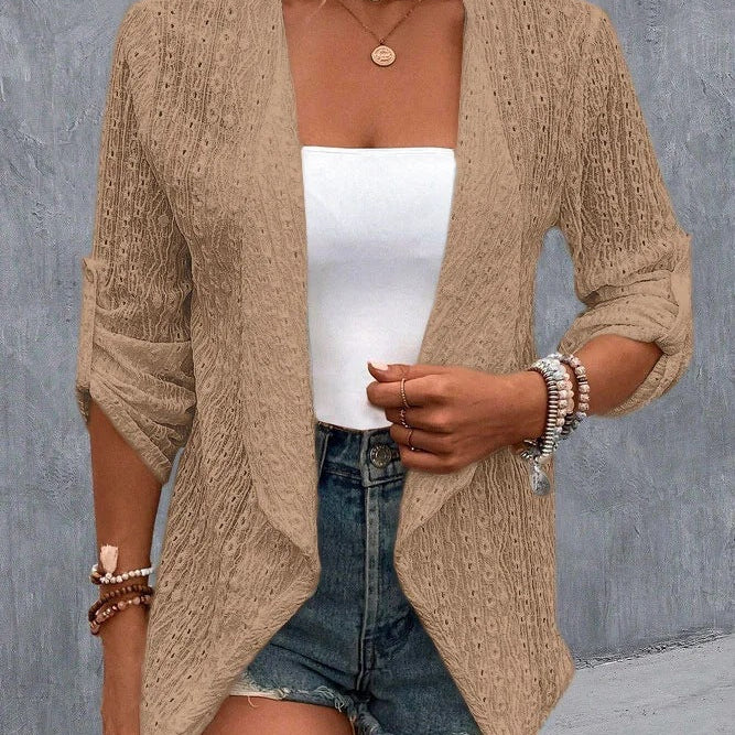 Women’s Cardigan – Crochet Knit – Open Front – Relaxed Fit – Lightweight Boho Style
