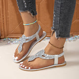 Women’s Toe-Post Sandals – Crystal Straps – Slingback – Cushioned Footbed – Slim Fit