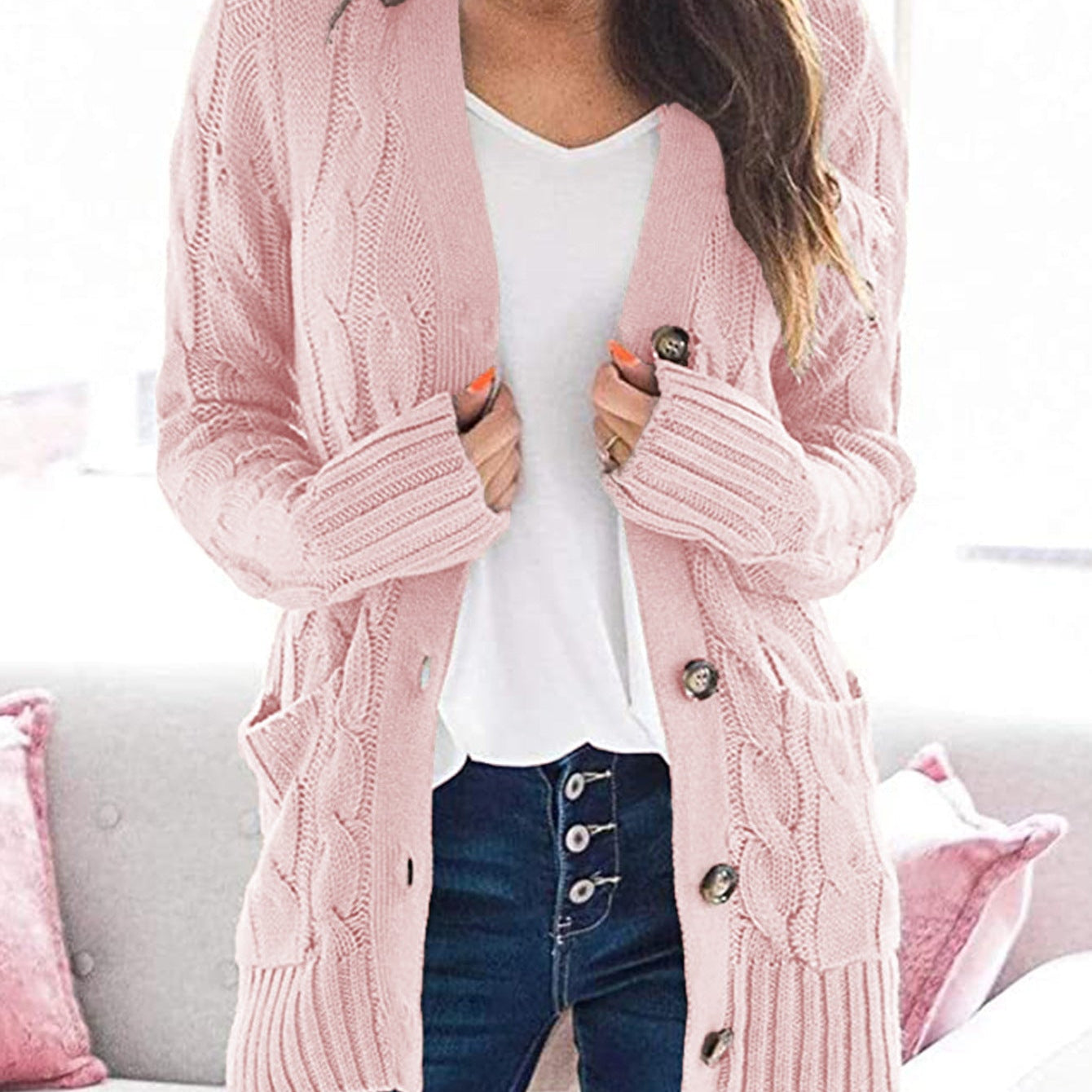 Long sleeve knitted sweater for women