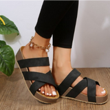 Women’s Sandals – Braided Straps – Platform Sole – Cushioned Footbed – Open Toe