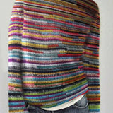 Women’s Sweater – Wool Knit – Relaxed Fit – Long Sleeve Striped Pullover Casual Wear