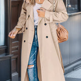 Women’s Trench Coat – Relaxed Fit – Double-Breasted – Belted Waist – Breathable Blend