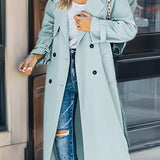 Women’s Trench Coat – Relaxed Fit – Double-Breasted – Belted Waist – Breathable Blend