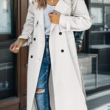 Women’s Trench Coat – Relaxed Fit – Double-Breasted – Belted Waist – Breathable Blend