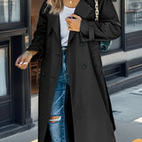 Women’s Trench Coat – Relaxed Fit – Double-Breasted – Belted Waist – Breathable Blend