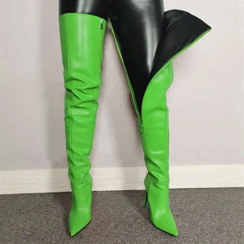 Amelia | Women’s Over-the-Knee Boots – Glossy Faux Leather