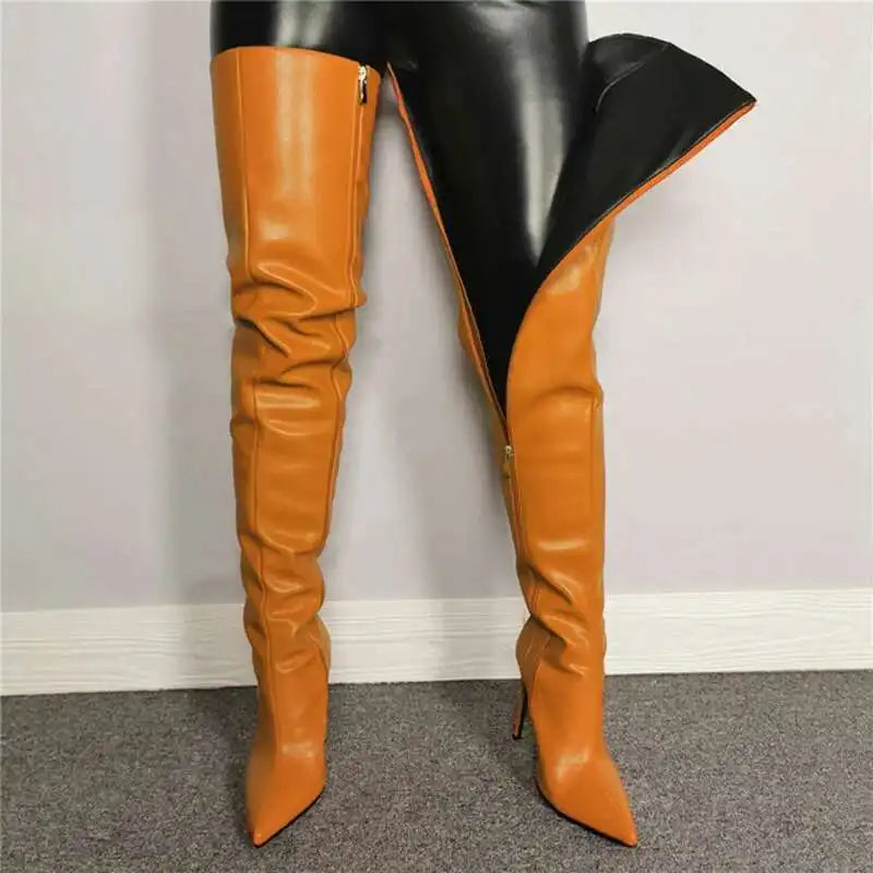 Amelia | Women’s Over-the-Knee Boots – Glossy Faux Leather