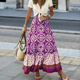 Women’s Maxi Skirt – High Waist – Flowy Fit – Breathable Blend – Boho Ruffle Hem