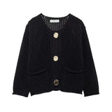 Zara | Mesh-Knit Cardigan With Front Pockets