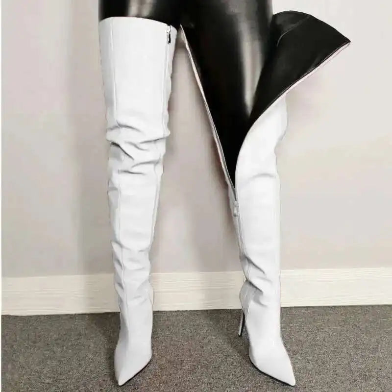Amelia | Women’s Over-the-Knee Boots – Glossy Faux Leather