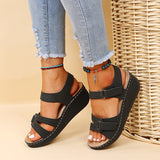 Women's Orthopedic soft sole wedge sandal with velcro closure