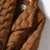 Women's elegant down jacket with belt