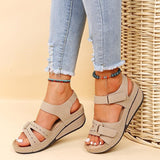 Women's Orthopedic soft sole wedge sandal with velcro closure