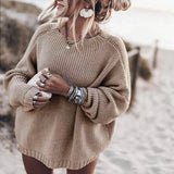 Women’s Pullover Sweater – Chunky Knit – Oversized Fit – Wool Blend – Crew Neck