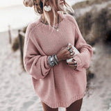 Women’s Pullover Sweater – Chunky Knit – Oversized Fit – Wool Blend – Crew Neck